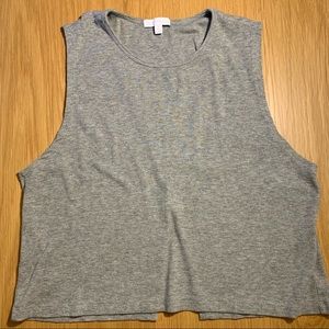 EUC Beyond Yoga Rib Jersey Cropped Muscle Yoga Tank Light Heather Gray XL